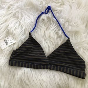 NWT J Crew Girls’ Brown & Blue Striped Bikini Top